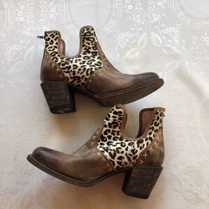 Y2K Miss Macie Honey Hush Bootie Boots Women’s 10M Brown/Leopard Zippered Shoes